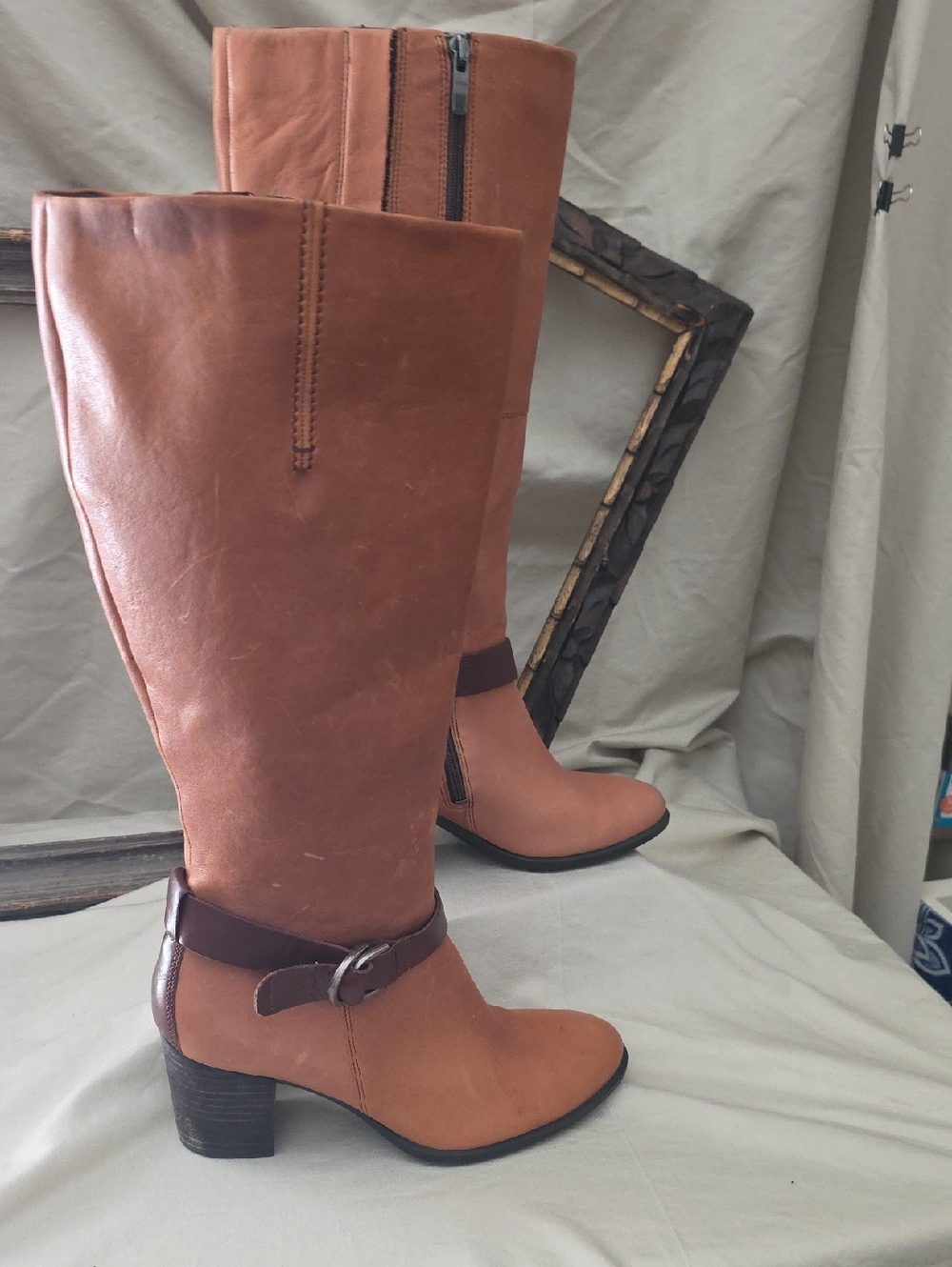 Tall Leather Riding Boots in Brown